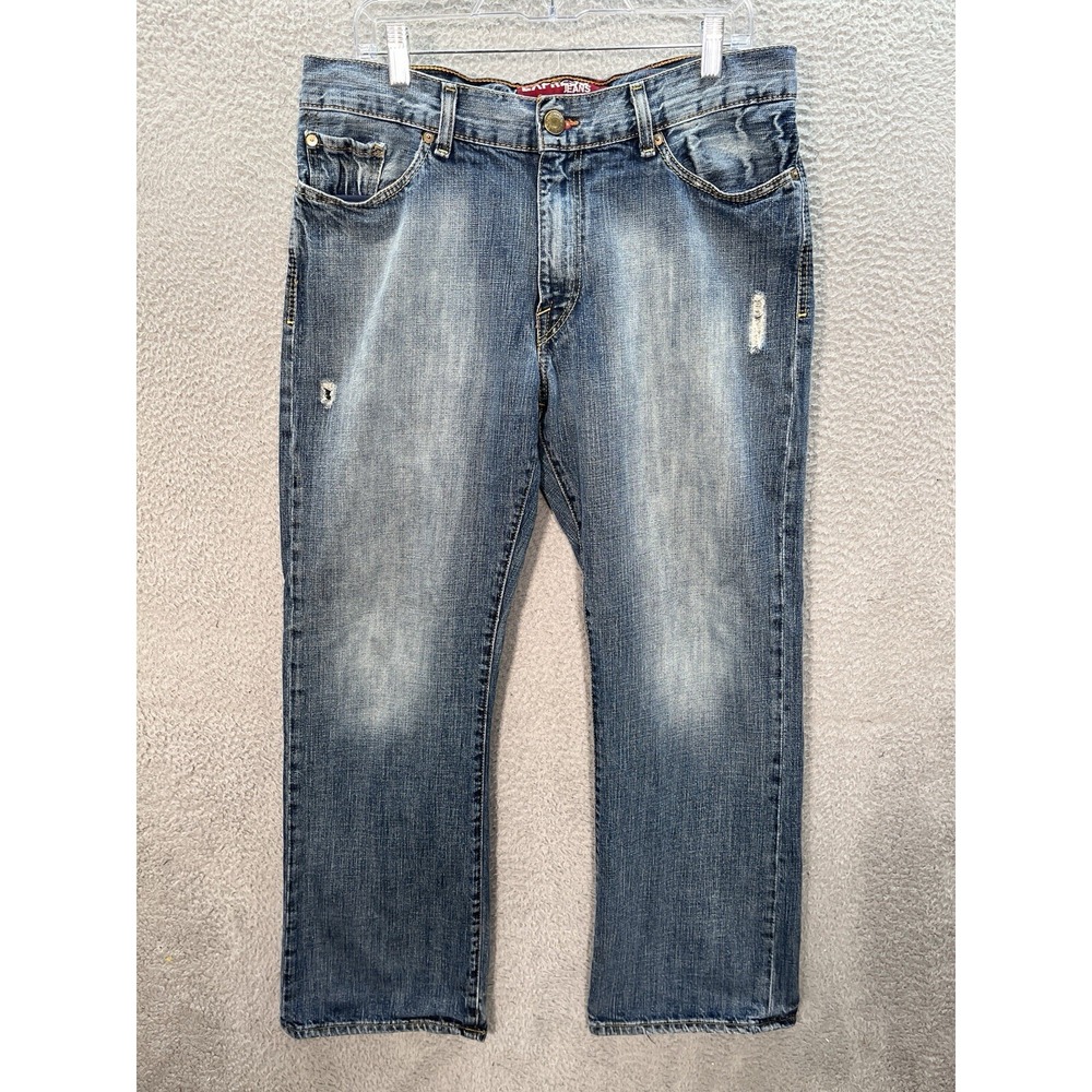 Express‎ Jeans Mens 34x30 Blue Kingston Classic Fit Boot Cut Distressed Western